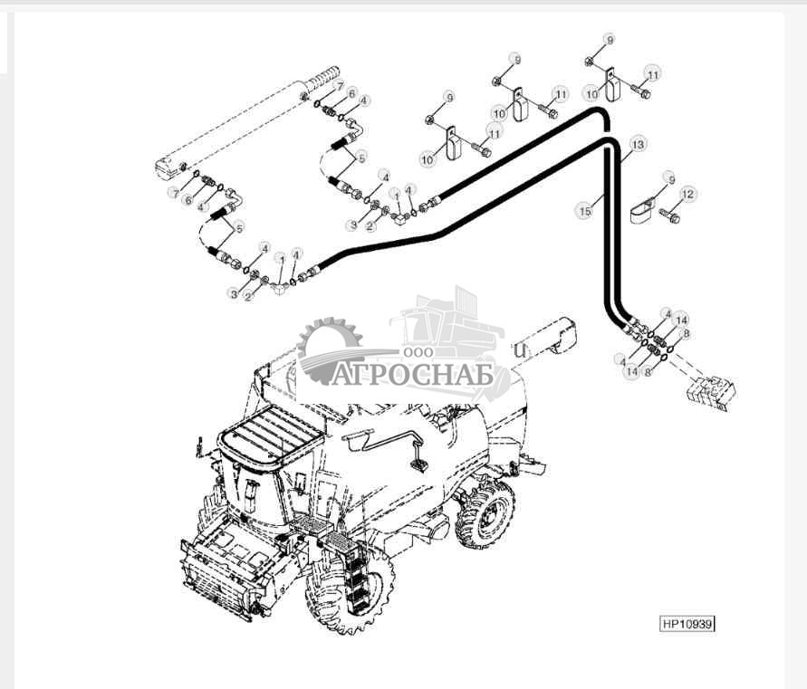 UNLOADING AUGER SWING CYLINDER HOSES 9550 (695201- )9550 (695701- ) 